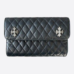 Chrome Hearts Black Quilted Cross Wallet